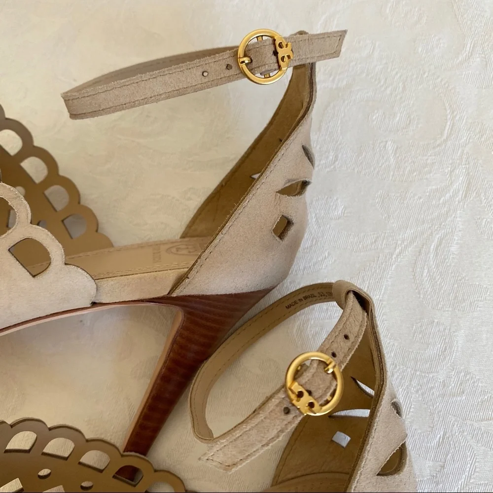 Tory Burch laser cut ankle strap sandals